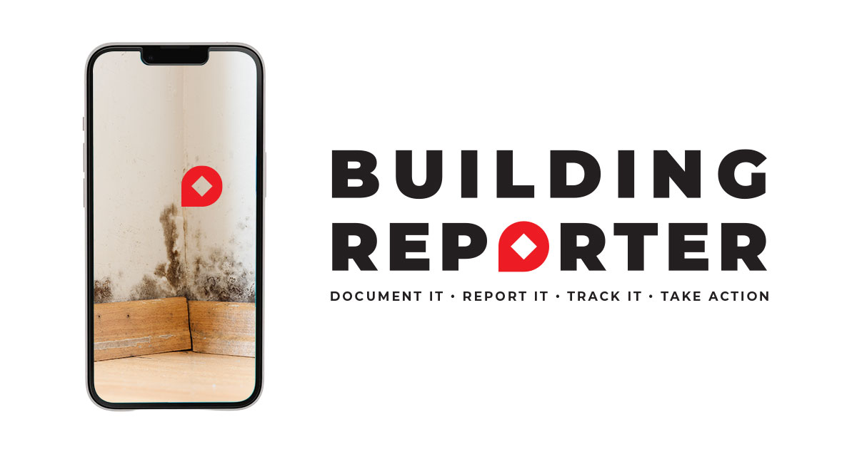 Building Reporter logo mark and mobile app
